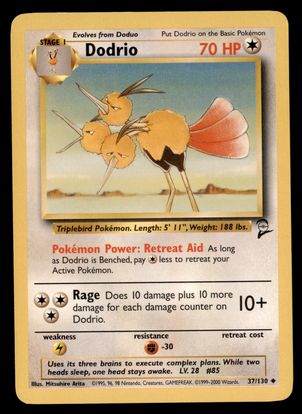 Pokemon Card Dodrio (Base Set 2) 37/130 EXCELLENT Non-Holo Uncommon TCG!!!!!!!!!