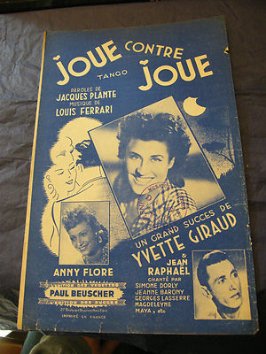 Partition Joue Contre Joue Yvette Giraud Anny Flore 1945 Musiknoten