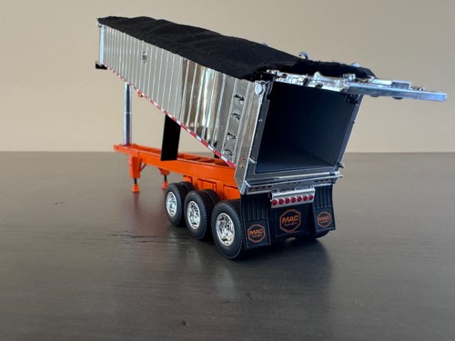 1/64 DCP/First Gear- MAC Chrome End Dump Tri- Axle Trailer w/ Orange Frame - Picture 5 of 14