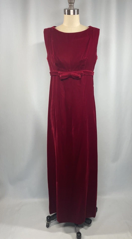 Vestido Vintage TALLA PEQUEÑA Rojo Terciopelo Largo Maxi Corazón San Valentín Años 60 70 Funda Foto 2 de 4