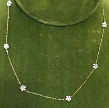 Vintage Gold Filled Metal Enamel 16" Necklaces Flowers
