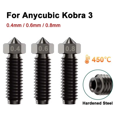 3D Printer Hardened Steel Nozzles 0.4/0.6/0.8mm For Anycubic Kobra 3 Parts ADE