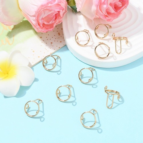 10x Anillos para uñas de latón dorado Anillos para uñas Anillo de metal para decoración de uñas Joyería - Imagen 6 de 8