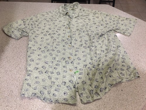 SUMA 100% SILK HAWAIIAN BUTTON UP SHIRT LARGE