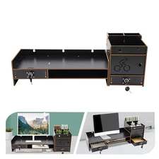 Computer Desktop Monitor Stand Riser Laptop Display Riser w/ Storage Organizer
