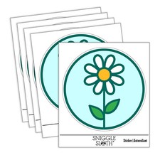 Daisy Flower in Circle Laptop Water Bottle Sticker 5 Pack