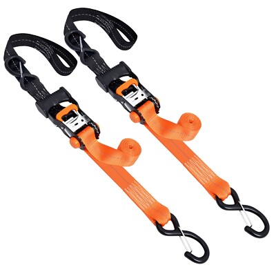 2 PK 1.5'' x 6.5' Reflective Powersport Ratchet Tie Down Straps 3,300 lbs BS