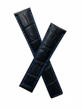 22/18 mm XL BLACK CROCODILE STYLE LEATHER WATCH STRAP to fit TAG Heuer MONACO