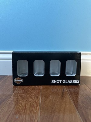 Harley-Davidson Shot Glass Set of 4 - Genuine Oil Can Series - New Open Box