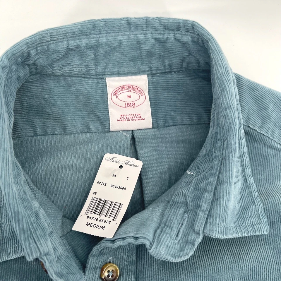 Brooks Brothers 1818 Pana Camisa Chaqueta Para Hombre Mediana Azul Abotonada Nueva Foto 4 de 4