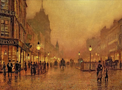 John Atkinson Grimshaw A Street at Night Giclee Print on Canvas 8x10 Wall Art