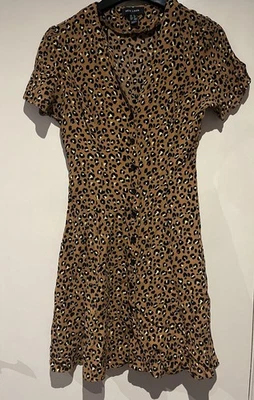 Leopard Print Tea Dress Size 8 New Look Spring Summer - Image 1 of 4