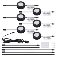 6-Pack Wired LED Puck Lights 3000K, Plug-In/Hardwired, Black, Recessed/Surface
