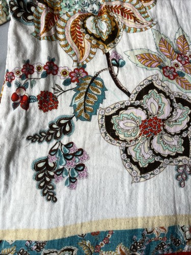 Soft Surroundings Cotton Button Up Tunic Sz L Floral Paisley Artsy Travel - Picture 12 of 12