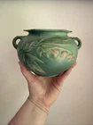 Vintage Roseville Pottery Bleeding Heart Green 1938 Art Deco Bowl #377-4