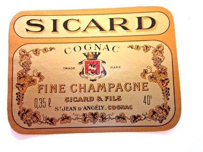 Vintage Sicard Cognac Fine Champagne France Unused Label - Image 1 of 2