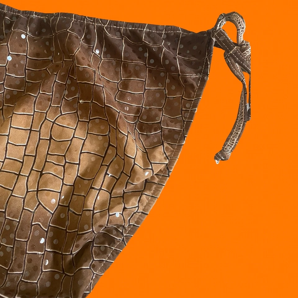 Pantalones de bikini vintage años 90 iridiscentes corte alto pierna alta cuerda GRANDES NUEVOS CON ETIQUETAS Foto 3 de 4