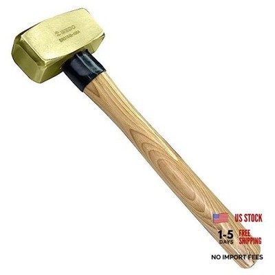 Brass Sledge Hammer 2 lb, Club Hammer with Wooden Handle, Drilling Hammer,