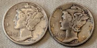 (2) Mercury Dimes -1941-Nicely Toned-VERY FINE -White-EXTRA FINE -FREE SHIPPING