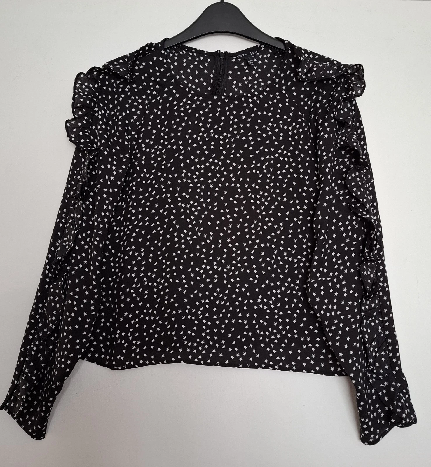 Sister Jane Black Star Patterned Blouse Top Size Small
