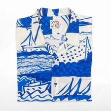 VTG Jam's World 'Bateau' Blue White Sailboats Rayon Hawaiian Casual Shirt - XL