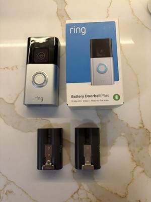 Ring Battery Doorbell Plus 5F77E9 WiFi Cam 1080p Black + Extra Battery       
