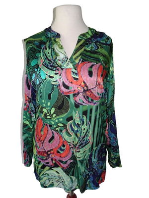 PETER HAHN Damen Tunika Bluse Longbluse Blumenprint Viskose Gr. 40