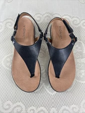 Vionic Kirra Black Leather Thong Sandal 8