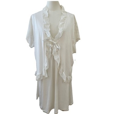 Mystique Peignoir Set Nightie & Bed Jacket Sz 2X Ivory Lace Bridal Romantic NEW