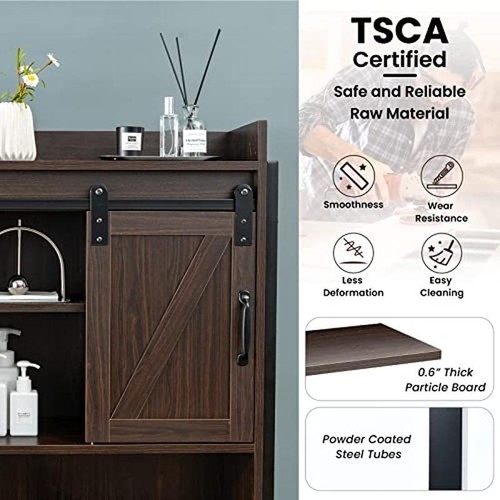 Over Toilet Storage Cabinet Adjustable Shelf Barn Door Bathroom Organizer New - Picture 4 of 6