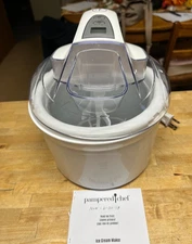 Pampered Chef Electric Ice Cream Maker Compact 1 qt. Model 1534 White
