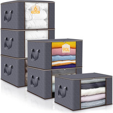 6 Pezzi Scatole per Armadio,90L Scatole Portaoggetti Pieghevoli, Contenitori Por