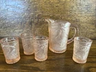Vintage Summit Pink Depression Glass Mini Childrens Pitcher & 4 Tumblers Set