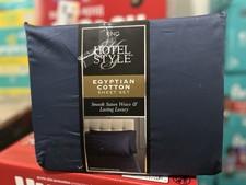 Hotel Style 4-Piece 600 Thread Count Egyptian Cotton Sheet Set King Navy Blue