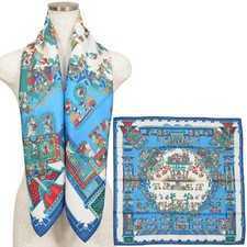 HERMES Carre 90 "ASTRES et SOLEILS" 100 Silk Scarf Vintage Rare Cleaned