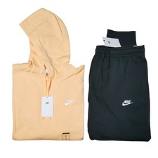 Nike Club Fleece 2 PC Sweatsuit Men's Size 2XL Peach/Black Tracksuit Set NWT