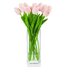 Enova Home Artificial Real Touch Tulips Fake Silk Flowers