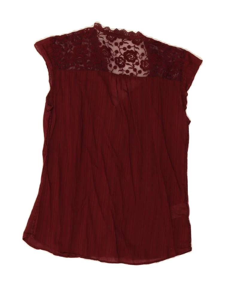 Blusa Camisa EDDIE BAUER Mujer Ver a Través UK 6 XS Borgoña Floral BN05 Foto 2 de 3