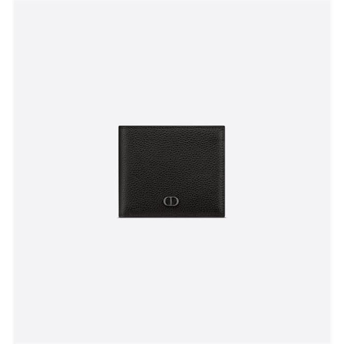Dior CD Icon Compact Wallet in Black Grain Leather-image
