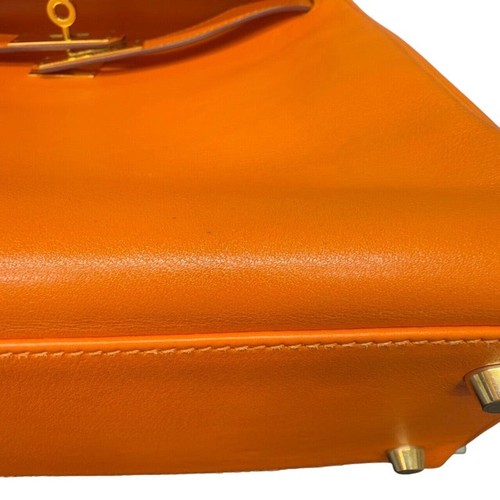 HERMES Kelly 28 internal stitch ▢B◻︎ Orange GD Hardware Vogue River #134 - Picture 24 of 24