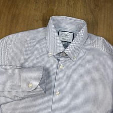Charles Tyrwhitt Non-Iron Extra Slim Fit Dress Shirt Mens 15.5-35 White Check