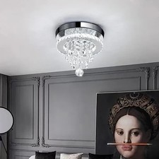 Modern Round Crystal Ceiling Light with Droplets