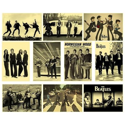 10 Blatt beliebte Vintage Musik Rock Bands & Gruppen Poster Wandkunst Wohnheim Abziehbild