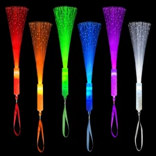 Glow in the Dark LED Fiber Optic Wands - 12 Pack New Year's Eve Party Favors