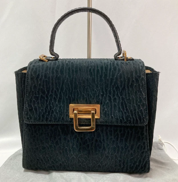 [Raro] Luxo Valextra Bolsa de Ombro 2 Vias, Selo Skin, Preta Excelente Estado - Imagem 2 de 4