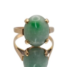 Gold Ring 14ct Yellow Oval Cabochon 4 Claw Solitaire 3.2g Preowned L