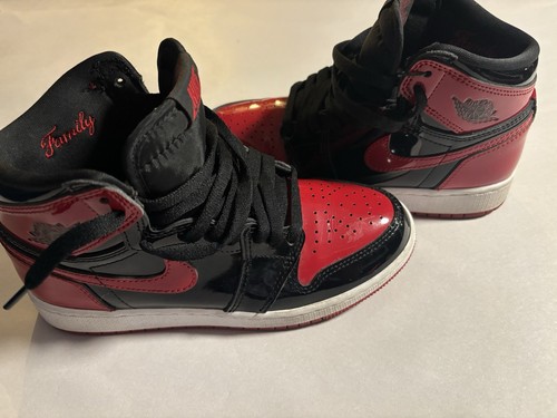 Jordan 1 Retro OG High Patent Bred Nike Air Jordan Shoes Size 5.5 555088-063 - Picture 5 of 9