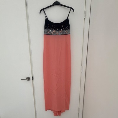 roccobarocco Black Pink Beaded Embellished Sleeveless Gown Dress S/M
