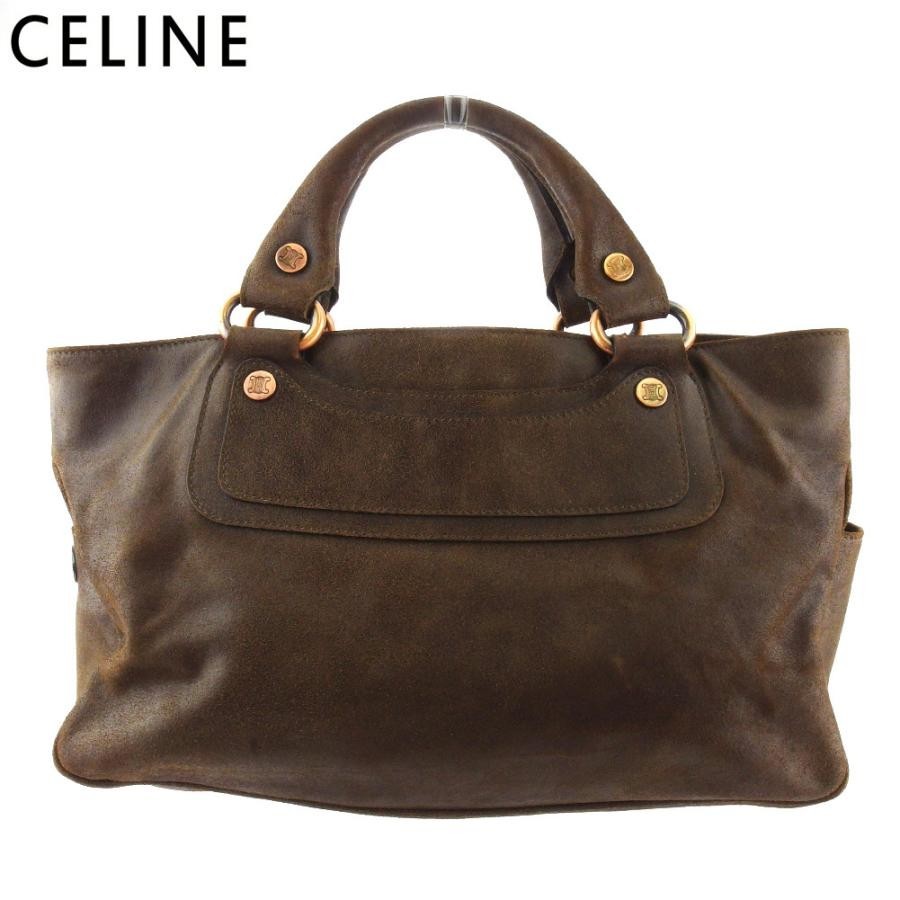 Vintage CELINE Boogie Tote Bag in Brown Suede from Japan
