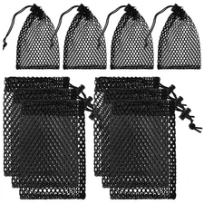 10 Pack Small Mesh Bags 5.9 x 3.7 Inch Black Mesh Drawstring Bag Mini Nylon Net